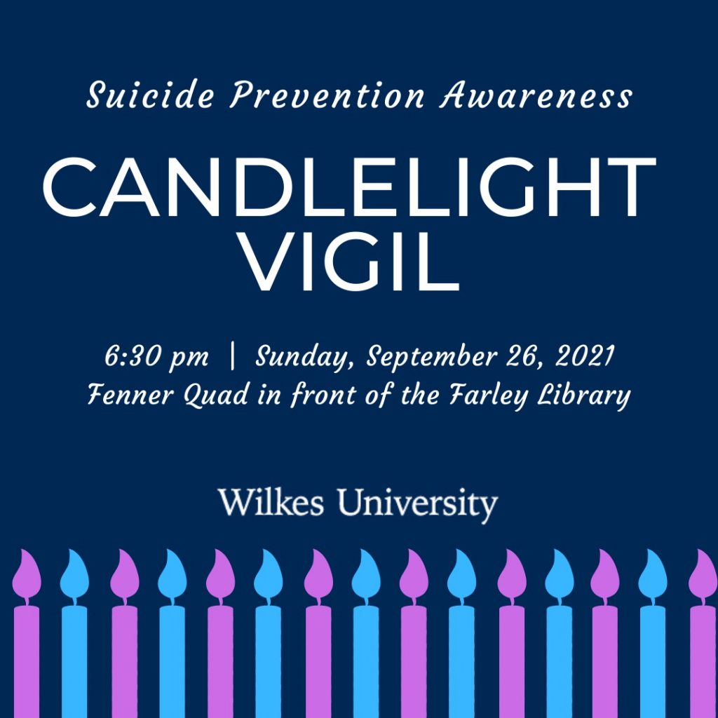 blue poster with candles for suicide prevention candlelight vigil on sept. 26 at 6:30 p.m.