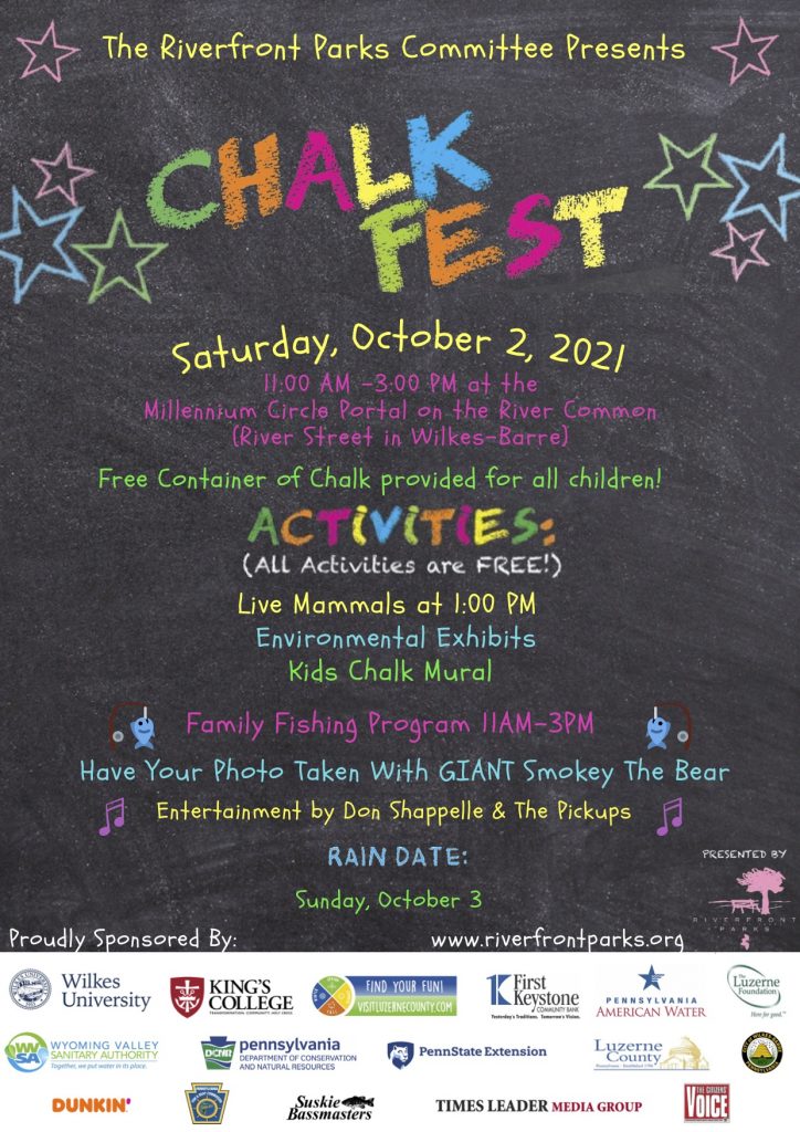 poster for chalkfest designed to look like a blackboard with writing and stars drawn in multi-colored chalk