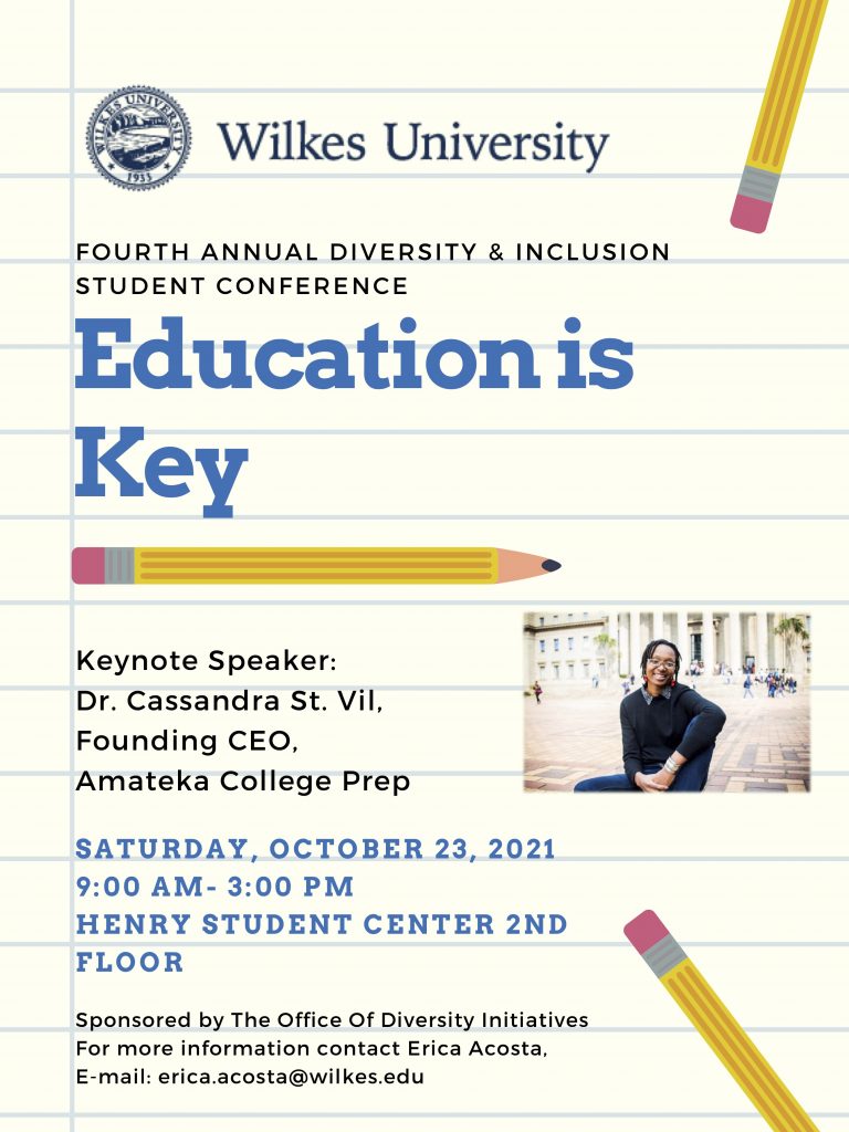 poster for diversity and inclusion conference on saturday, oct. 23

email erica.acosta@wilkes.edu for more information