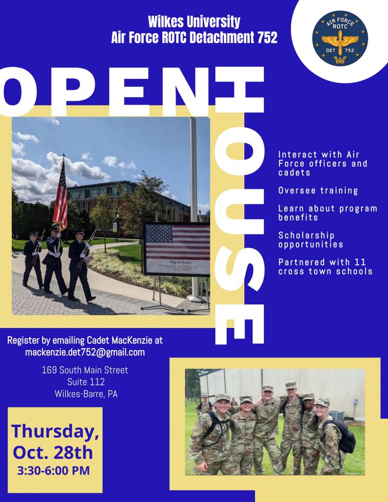 air force rotc open house scheduled for 3:30 to 6 p.m. on thursday, oct. 28