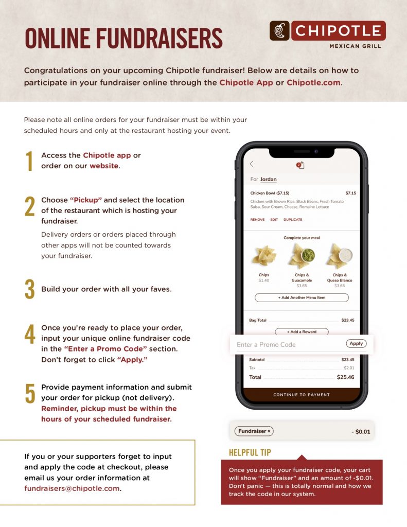 chipotle flyer explaining online ordering