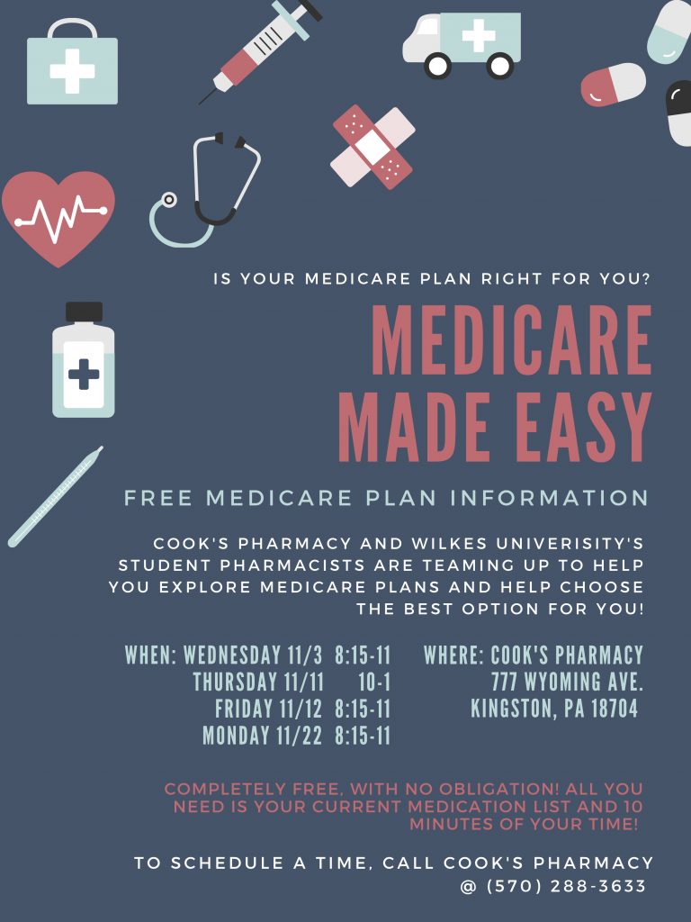 poster including info above regarding medicare sessions