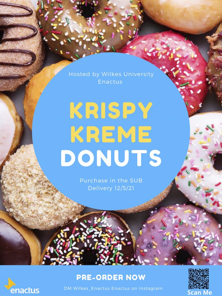 photo featuring different types of donuts to advertise the enactus krispy kreme fundraiser