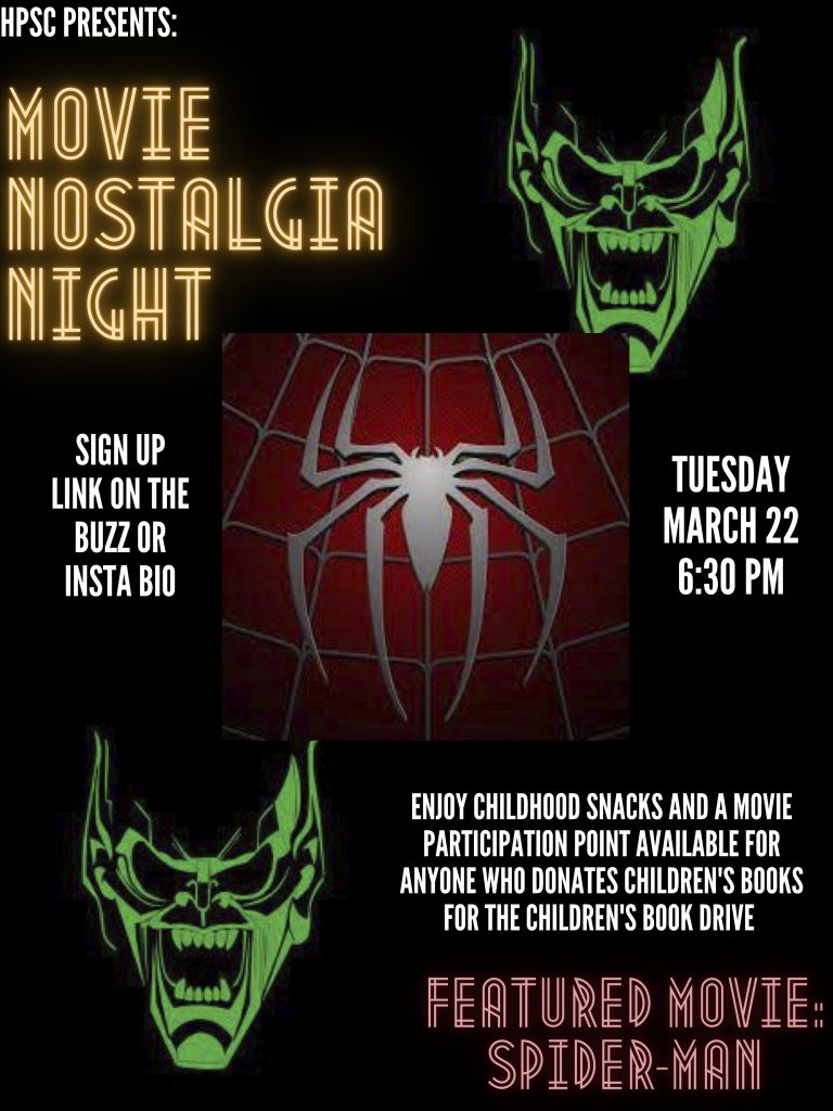 movie night poster featuring spiderman and green goblin