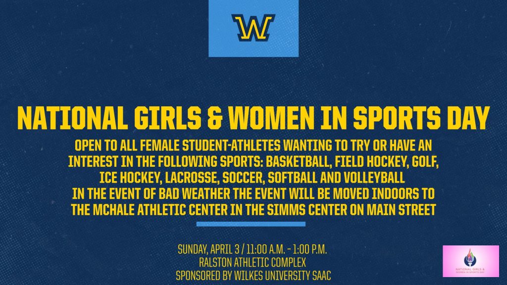 graphic for women in sports day on april 3 from 11 a.m. to 1 p.m.