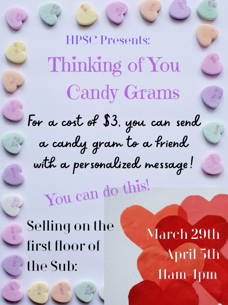 Poster with candy hearts for hpsc candygram