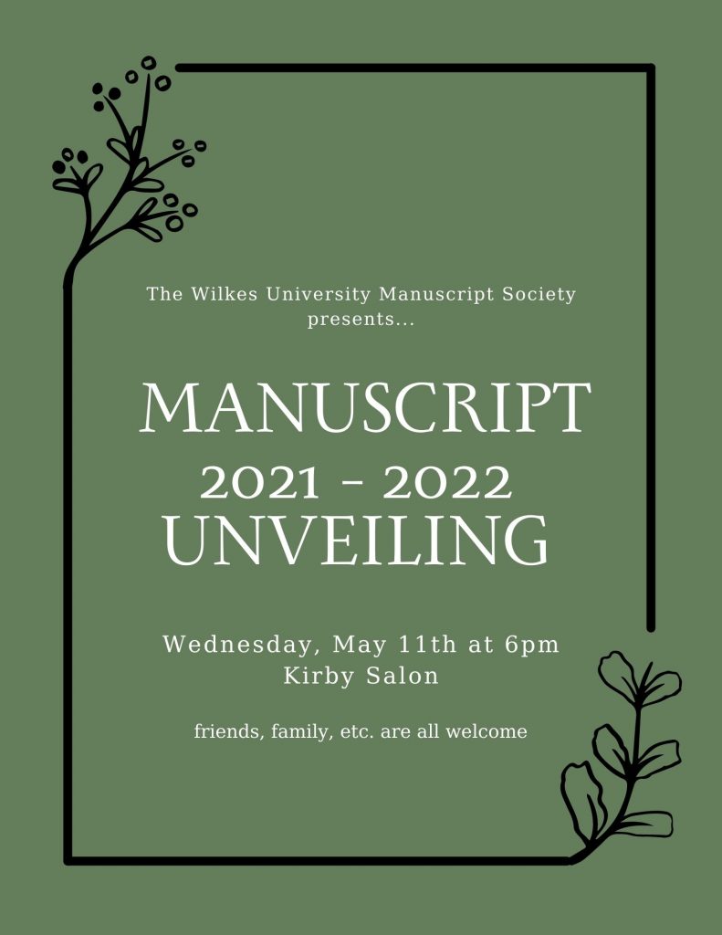 manuscript unveiling
wednesday, may 11 at 6 p.m. in the kirby salon