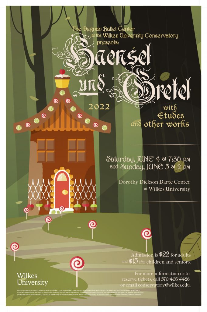 Poster featuring gingerbread house with candy in the forest