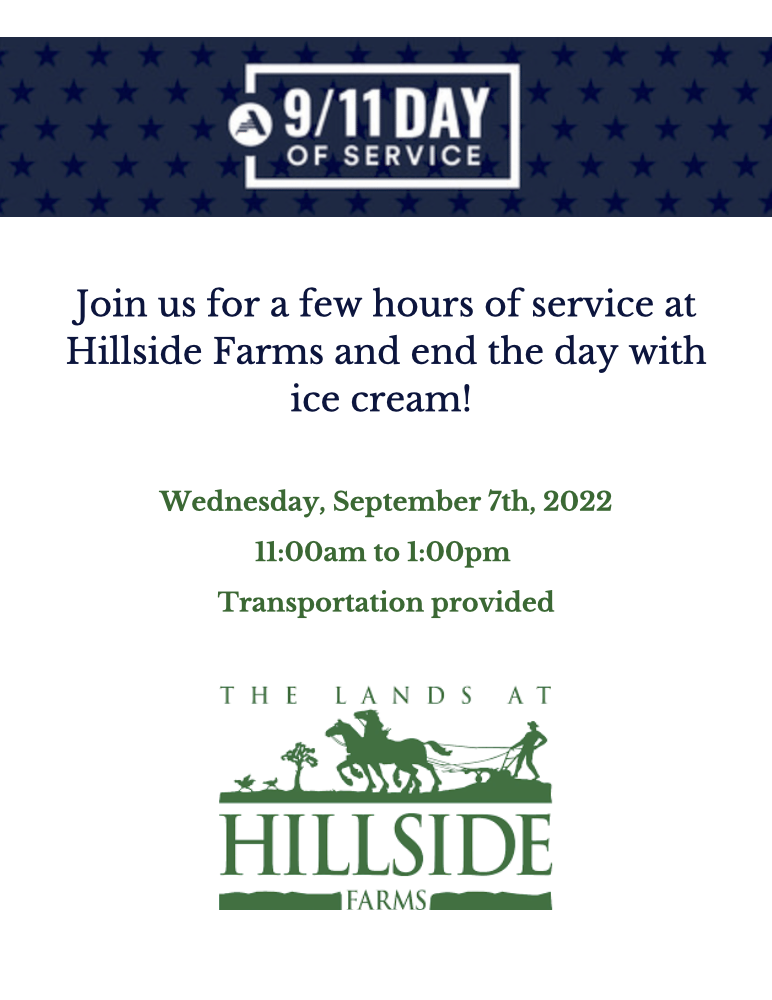 Graphic with the hillside farms logo featuring the outline of a farmer and horses