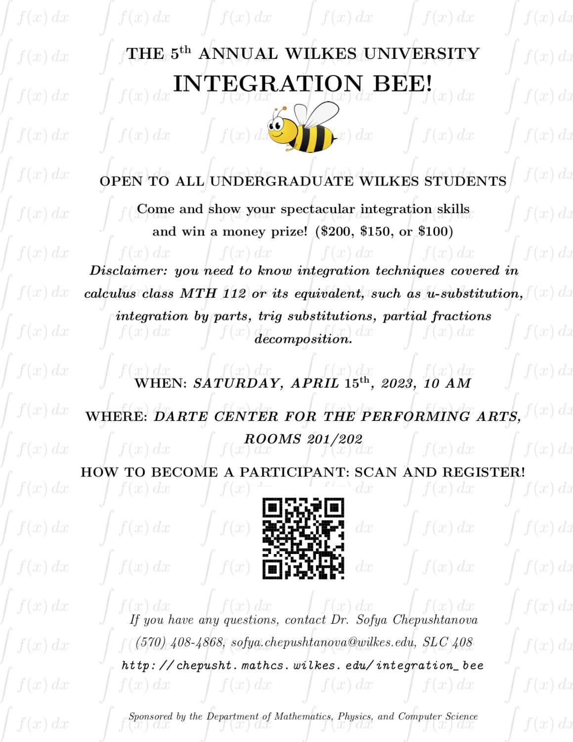 integration bee flyer with QR code