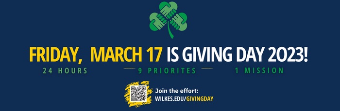 Giving Day logo featuring a shamrock and the text "24 hours 9 priorities 1 mission"